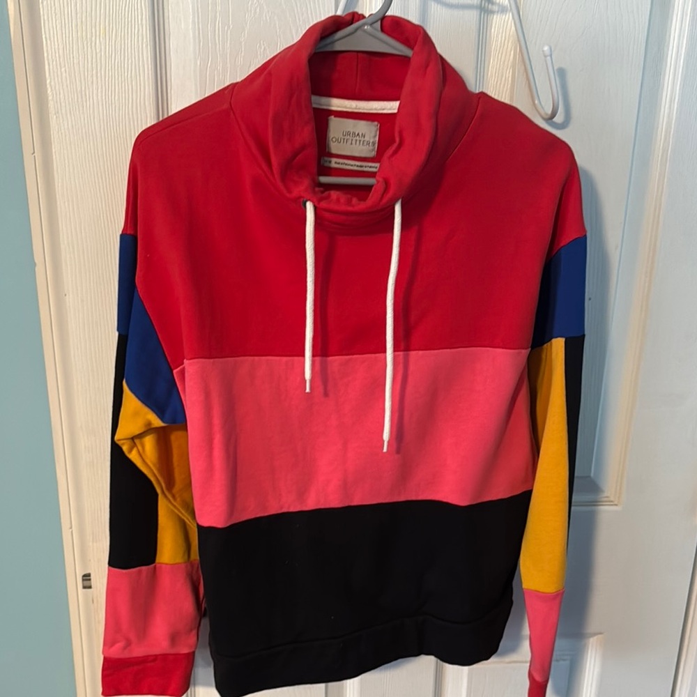 Urban Outfitters Men's Colorblock Sweater - Red, Pink, Yellow